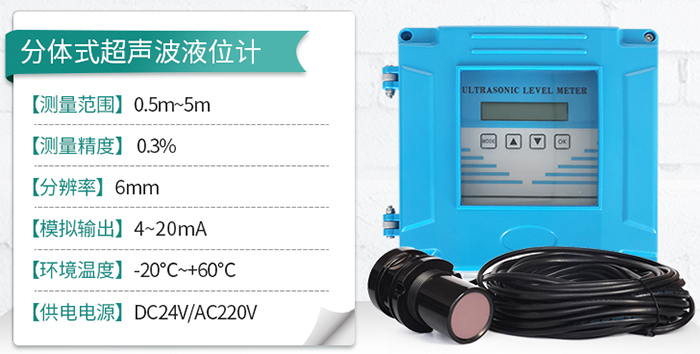 投入式超聲波液位計分體式技術(shù)參數(shù)圖