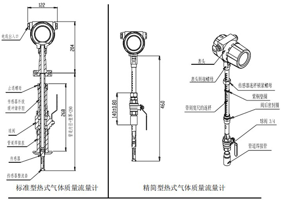 氣體用熱式流量計(jì)插入式結(jié)構(gòu)圖